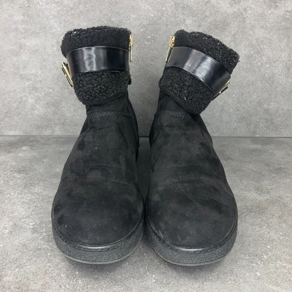 Marc Fisher Belles 2 Suede Faux Fur Ankle Boot, Black, Women's 9 - Picture 2 of 9